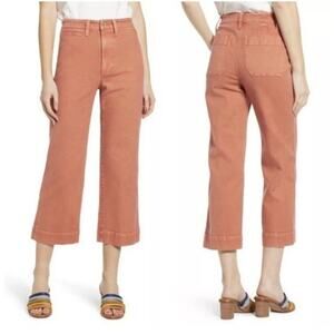 Madewell Emmet Wide Leg Crop Jeans Womens 25 Light Orange High Rise Stretch